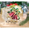Gyn&Joy Painted Enamel Rhinestone Red Christmas Jingle Bells Brooch Pin