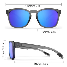 HAAYOT Mens Sunglasses Polarized Women Sunglasses Flexible Lightweight TR90 Frame UV400 Protection Driving Fishing Golf Travel Matte Clear Grey and Dark Blue, Matt clear grey and dark blue