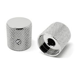 Vintage Forge Chrome Flat-Top Fine Knurled Barrel Knobs compatible with Fender Telecaster Guitar and Precision P-Bass (Set of 2) 1/4 Inch Solid Shaft BK40US-CHR