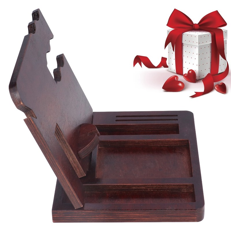 Desktop Storage Bracket Multifunctional Wooden Mobile Phone Base Watch Glasses