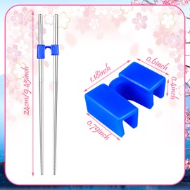 5 Pairs Reusable Chopstick Helpers Non Slippery Training Chopsticks for Adult Replaceable Practice Chopsticks Heat Resistant Chopsticks Holder with Clip for Trainer (Silver, Stainless Steel)