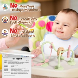 Baby Silicone Teether Sensory Toys: High Chair Suction Cup Toys, Teething Relief Tactile Developmental Toys for Babies, Baby Einstein Activity Toys for Table, Airplane Travel, 0-6 6-12 Months