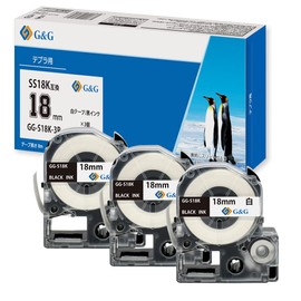 G&G Compatible Tape SS18K Set of 3 King Jim Kingjim Tepra Black Letters on White Background GG-S18K-3P Set of 3 (8 m) Length 0.7 inch (18 mm) Width Compatible with SR170 SR750 SR-R7900P SR-R980