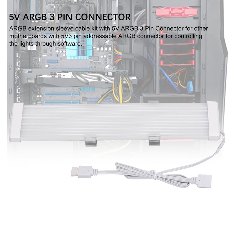 ARGB Extension Sleeved Cable Professional 5V 3 Pin Synchronized PSU