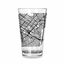 Blue Ridge Mountain Gifts - New Orleans Pint Glass, 16oz Drinkware UV Printed in Black or White Ink, Louisiana Keepsake with New Orleans Map Design
