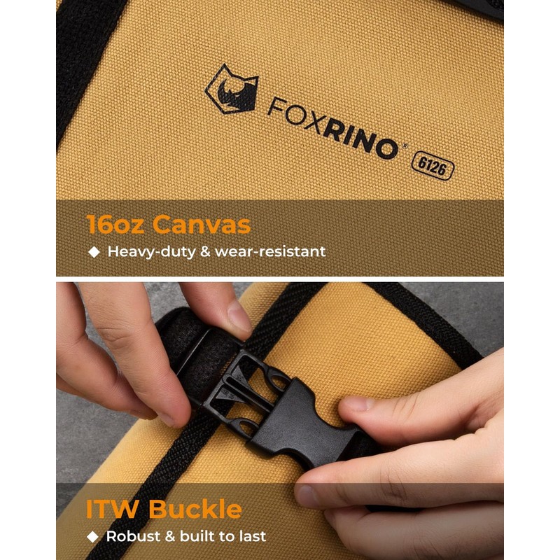 Foxrino Wrench Roll, Wrench Roll Up Pouch, 19-Pocket Heavy Duty