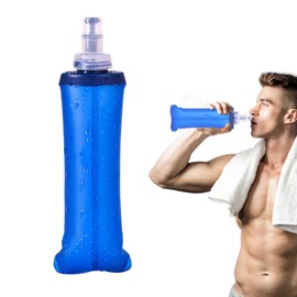 VIKSAUN 1 Pcs Soft Flask 250ml, TPU Foldable Running Water Bottles, Soft Collapsible Water Bottle， Collapsible Drinking Flask for Hydration Pack for Running Hiking Cycling Marathon Climbing (1)