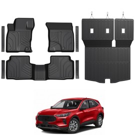GALVAGNITE Floor Mats for Ford Escape 2020-2026, All Weather Floor Mats Trunk Cargo Liner with Backrest Protectors and Door Sill Guards Accessories, Full Coverage Set (Not fit Hybrid Model)