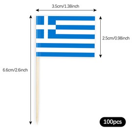 Greek Flag 100 Pack Greece Toothpick Flags Food Labels for Party Buffet Charcuterie Boards Accessories Decorative Toothpicks for Appetizers Greek Party Decorations Cupcake Topper Sticks Food Signs