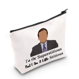 AKTAP Michael Inspire Cosmetic Bag Humor Michael Scot- Quote Gift TV Show Merchandise for Fans Superstitiou Zipper Pouch Bag (Michael MB)