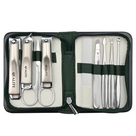 9PCS Stainless Steel Nail Clippers Set, Professional Manicure Pedicure Kit with Nail File, Cuticle Tool, Home Travel Essentials, Durable Grooming Tools for Women/Men Elegant Gift Box (Green)