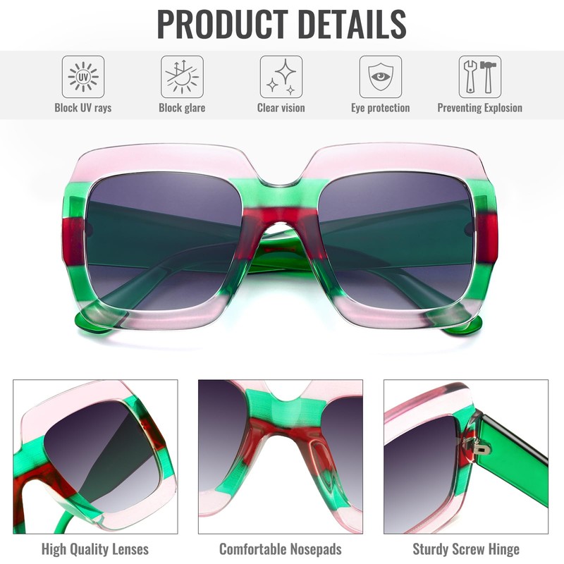 STORYCOAST Luxury Oversized Square Sunglasses for Women - Retro Big