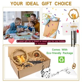 Fariita Resin Squirrel Wind Chimes for Outside 33 Inch Hanging Decor for Backyard Patio Outdoor Decor Black