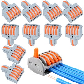 10 Pieces Connection Clamp, 1 in 5 Out Connection Clamp, with Lever, Cable Connector with 0.2-4 mm² Conductor Clamp for DIY Projects