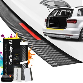 CarDesign AI Boot Sill Protector for Skoda Superb 2 (8T) 2010-2015 (5-Door Estate): Complete Set with Tailor-Made Paint Protection Film, Scratch Protection for Car Boot / Bumper (Carbon Red)