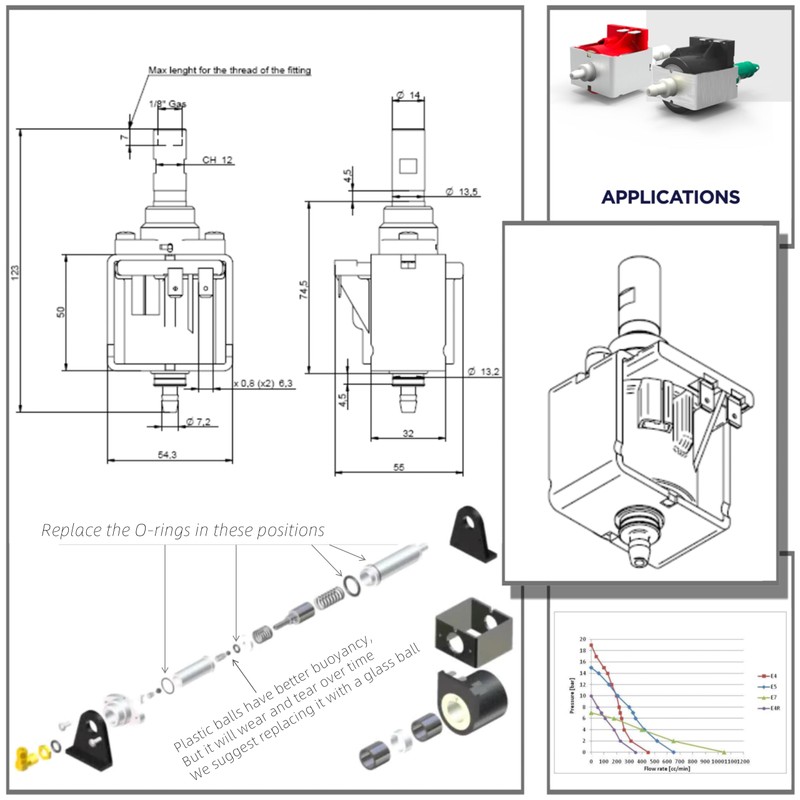 O Ring Repair Kit for Coffee Maker Ulka Solenoid Vibration