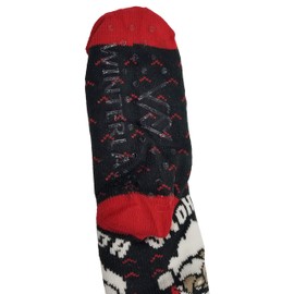 Sherpa Lined Slipper Socks, 3 Pairs for Women, Fluffy Christmas Winter Patterned with Gripper Bottoms, Warm Soft & Comfortable (Christmas A)