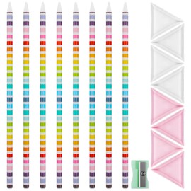 Wax Pencil for Rhinestones & Diamond Painting, 17 pcs Self Adhesive Resin Rhinestones Picker Pencil with Tray, Long Rhinestone Picker Tool Kit Jewel Picker Tool for Nail Art with Pencil Sharpener