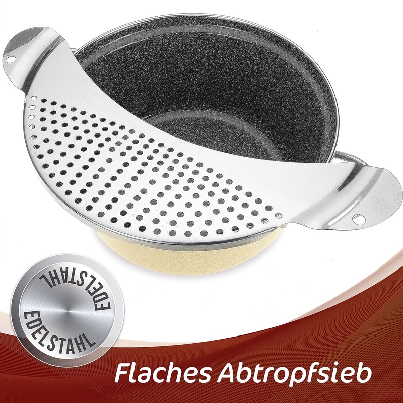 4smile Pasta Strainer Stainless Steel Rust-Proof – Space-Saving Pasta Strainer