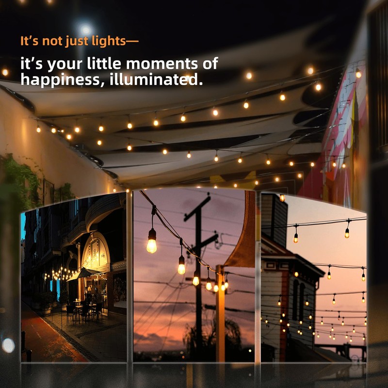 Yuhoolamp 200FT Outdoor String Lights with 60+3 Replaceable S14 Edison