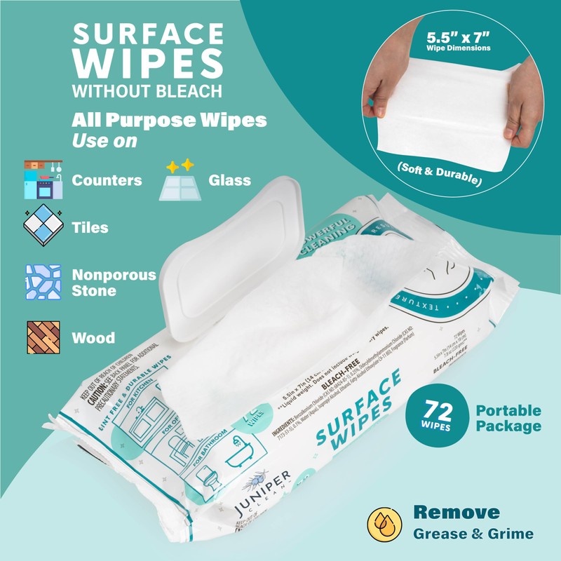 Juniper CLEAN 6 Pack Surface Cleaning Wipes Bleach Free, All-Purpose