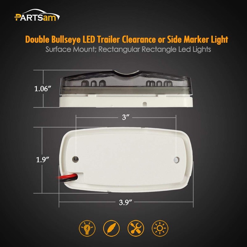 Partsam 14x Red/Amber Double Bullseye led Light Side Marker Clearance