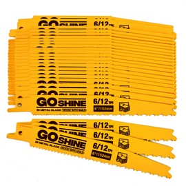 25 Pack 6 Inch 6/12 TPI Bi-Metal Reciprocating Saw Blades for Nail-Embedded Wood Demolition，6” Wood sawzall Blades