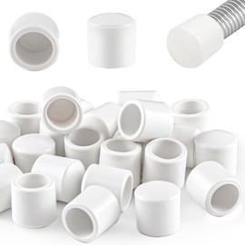 25 Pack Door Stop Tips & Caps 0.39" White Rubber Door Stop Replacement - Universal Door Stopper Rubber Tip,Bumper Spring/Hinge Wall-Mount Door Bumper Protector,Quiet Close Baseboard Wall Protection