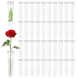 SacJkt Test Tubes for Flowers, Pack of 100 Flower Water Tubes, Transparent Flower Tubes with Caps, Plastic Test Tubes for Orchid Tubes (7.2 x 1.8 cm)