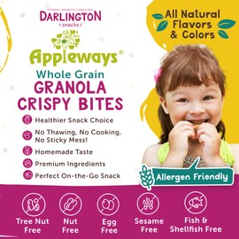 Appleways Granola Crispy Bites, All-Natural Individually Wrapped Whole Grain Granola Healthy Snacks for Adults, Made in USA, 108 Count, 1.0 Oz