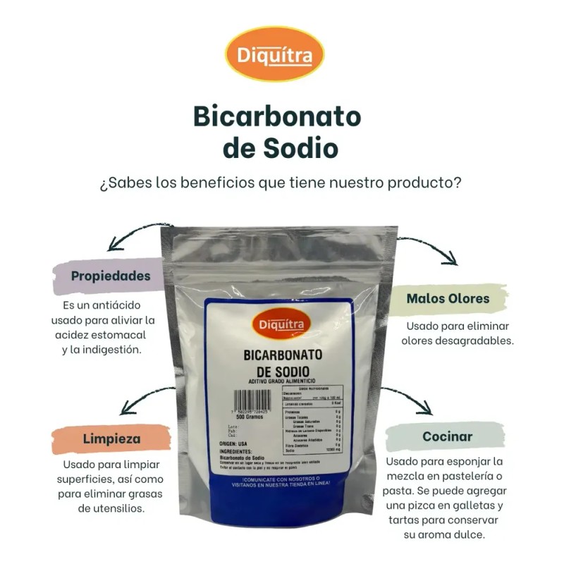 Bicarbonato De Sodio Y Acido Cítrico Grado Alimenticio 500gr