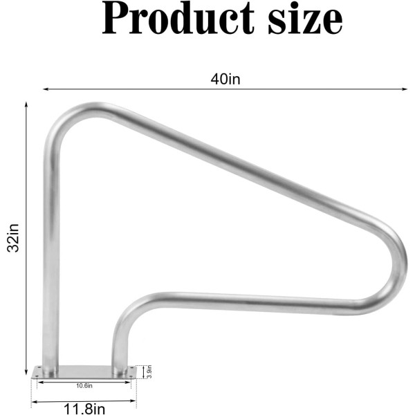 Beetlea Pool Handrail 40"x32" 304 Stainless Steel Spa handrail w/Quick