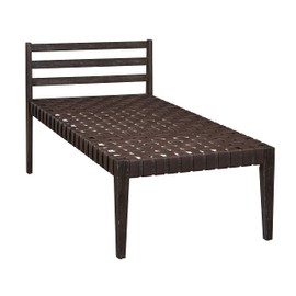 Ball & Cast Mid Century Daybed Faux Leather Woven Chaise Lounge Weave Leather Bench, 58 Inch Dark Brown