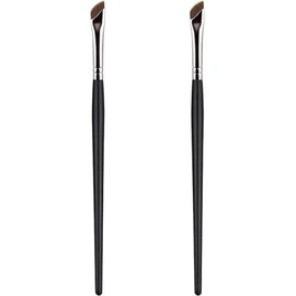 Pincel Angular para Cejas Negro 2 Piezas Mango de Madera y Metal