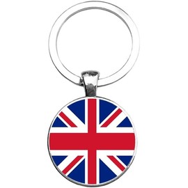 Art Attack - Llavero con bandera británica, Reino Unido, Inglaterra, Reino Unido, Inglaterra, Union Jack, Gran Bretaña, mapa, historia del país, amor, corazón, llavero (plata), plateado, Small