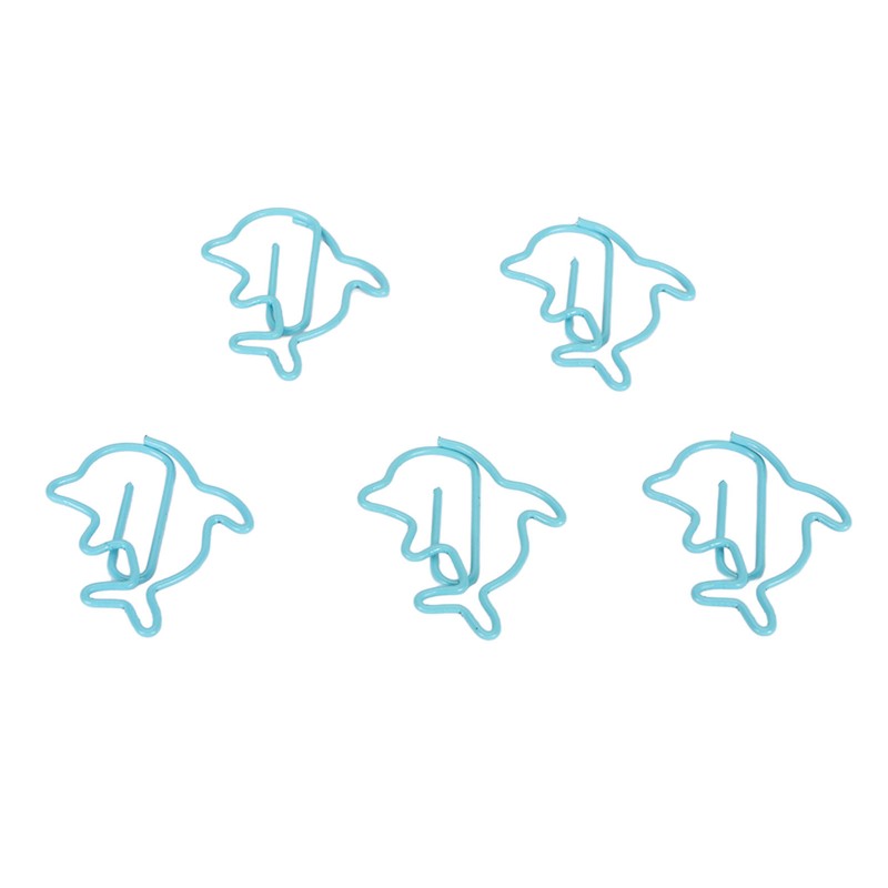 100Pcs Cute Paper Clips Blue Dolphin Style Exquisite Color Strong