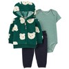 Carter's Baby boys' 3 Piece Jacket Set, Sherpa/Bear/Green, 9m