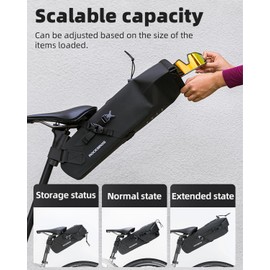 ROCKBROS Bikepacking Bag Bike Saddle Bag Large Capacity Bikepacking Seat Bag Waterproof Bike Seat Bag Max 3L