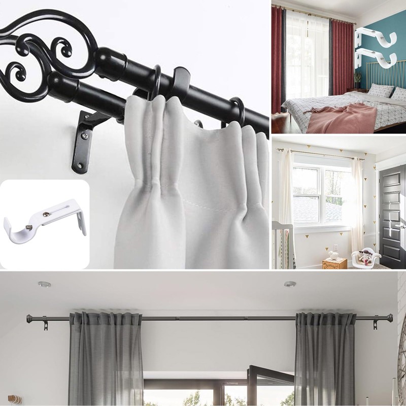 Adjustable Curtain Pole Holder, Pack of 4, Adjustable Wall Bracket,