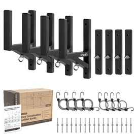 SMOQIO Trailer Ladder Rack, 4 Racks Enclosed Trailer Ladder Rack 400lb Load Black Aluminum, Cargo Trailer Ladder Rack Side Mount Utility for Side Wall