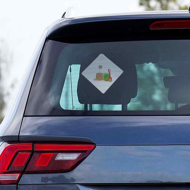 'Bucket, Spade sand castle ' Suction Cup Car Window Sign