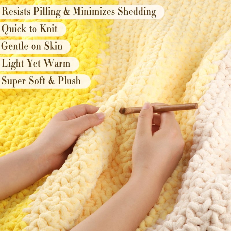 Lpalats Bright Yellow Super Bulky Chunky Chenille Yarn - 2