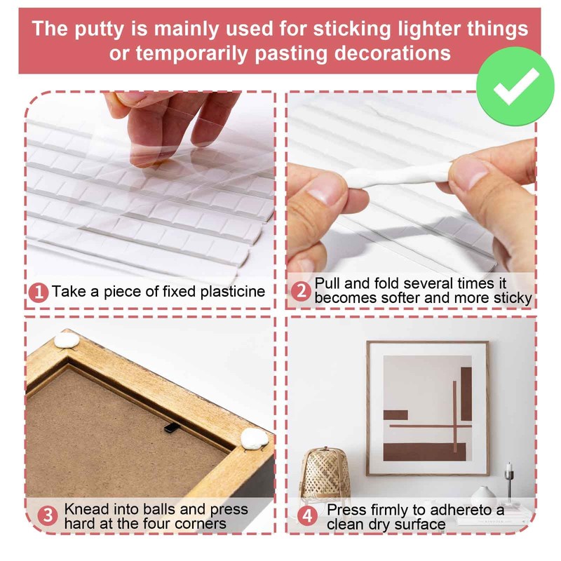 96 Pcs Adhesive Poster Sticky Tack, Reusable Removable Non-Toxic Mounting