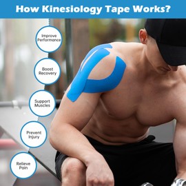 YANGTSUNG Kinesiology Tape, 5 m x 5 cm Waterproof & Hyopallergenic Kinetic Sports Tape for Shoulder, Knee, Ankle Shin Splints Support, Physio & Sports Injury Muscle Tape, Light Blue