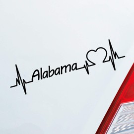 Hellweg Druckerei Car Sticker Alabama Heart Pulse State USA Love Approx. 19 x 5 cm