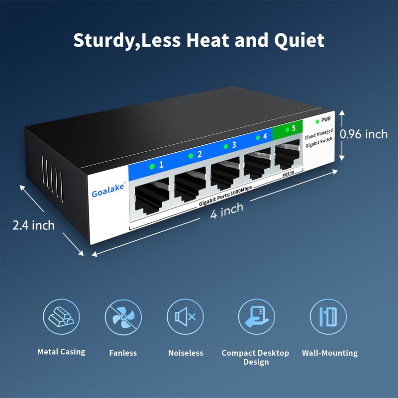 5 Port Gigabit Switch, Easy Smart Managed Ethernet Switch, Network