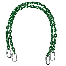 Playkids (2) 40" Fully Coated Chains + 4 Free Quick Links - Green (Water-Resistant)