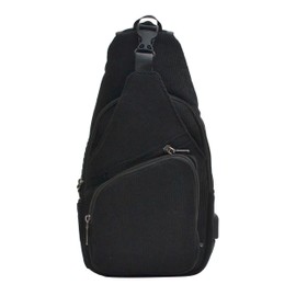 Nupouch Small Anti Theft Sling Bag in Black Corduroy - Womens and Mens Crossbody Bag, 7 1/2 x 12 1/2" Sling Bag, Man Bag