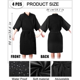 4 Piezas de Salón para Clientes, Capa de Peluquería, Barbero, Capa de Corte de Pelo, Salón, Kimono con Cinturón Ajustable para la Cintura, Delantal de Barbero para Estilista