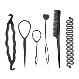 Messy Bun Updo Hair Band & 6-Piece Braiding Guide Set RD-12250 8ea